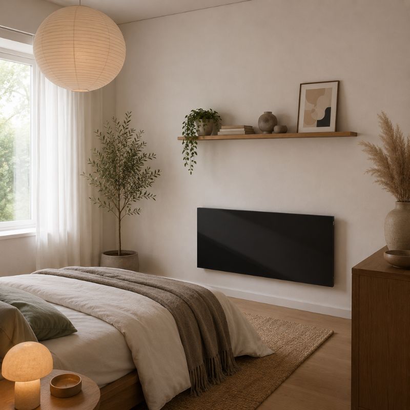 Glasheizung im Schlafzimmer