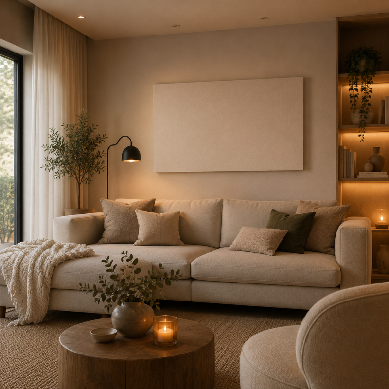 Behagliches Wohnzimmer mit Infrarotheizung