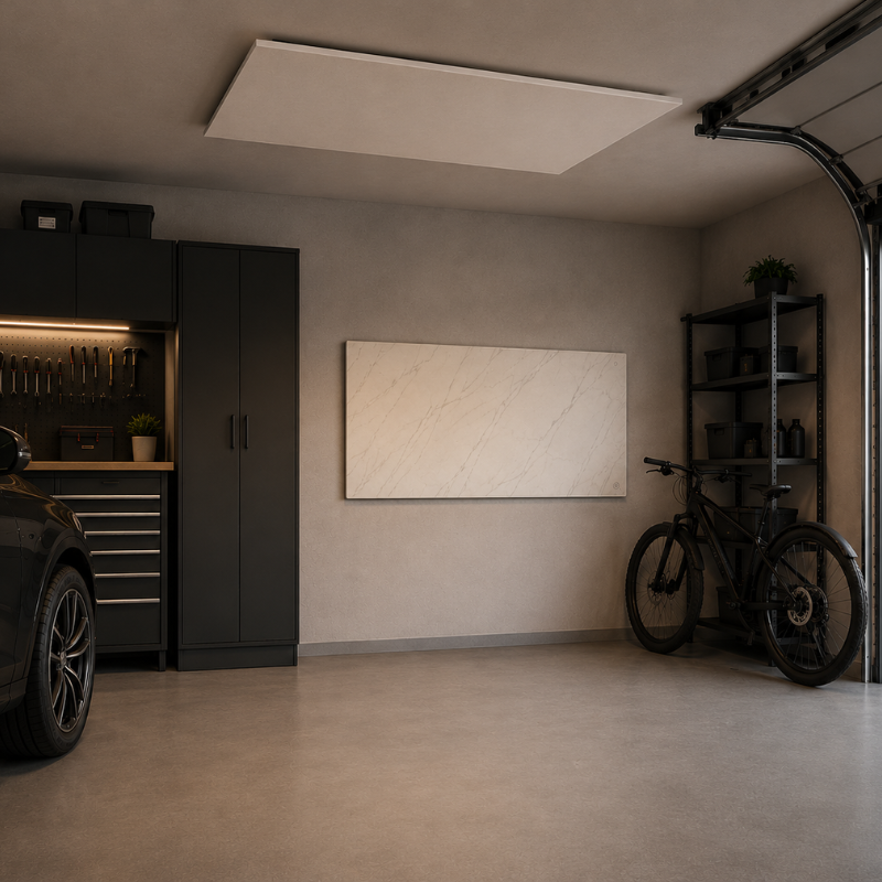 Garage mit moderner Infrarotheizung