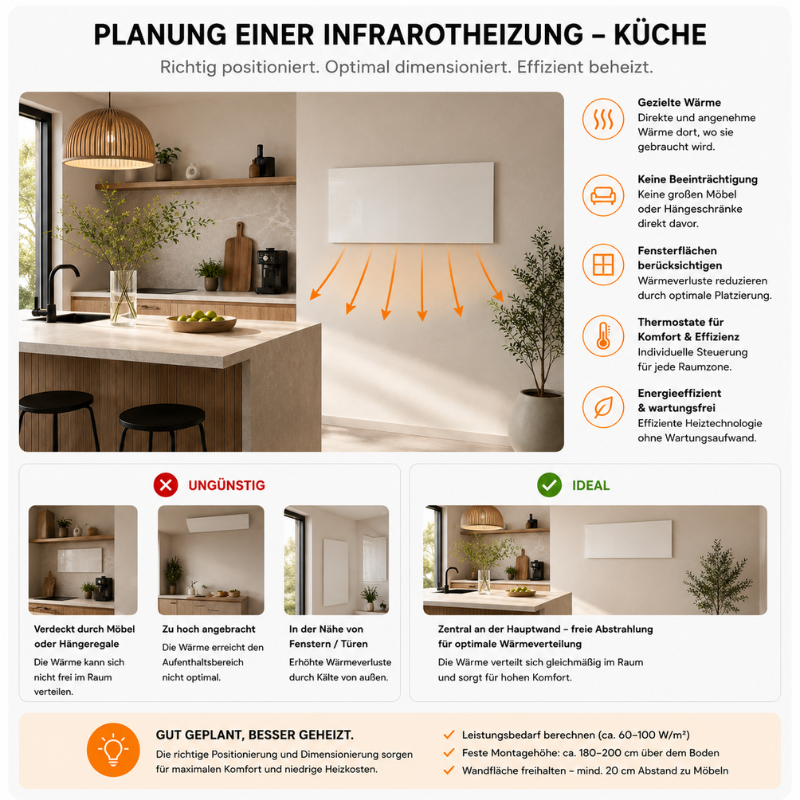Planung einer Infrarotheizung in Küche und Wohnküche