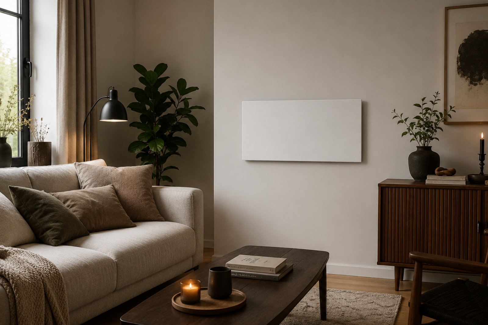 Heizen mit Infrarot 2 Wohnzimmer mit moderner Infrarotheizung